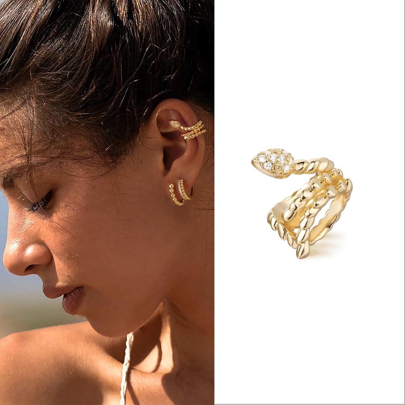 MYEARS Women Ear Cuff Earring Gold Non Pierced Ear Cartilage Clip on Wrap Hoop 14K Gold Filled Tiny Boho Beach Simple Minimalist Delicate Handmade Hypoallergenic Jewelry Gift-Sold as Single/Pair - Image 3